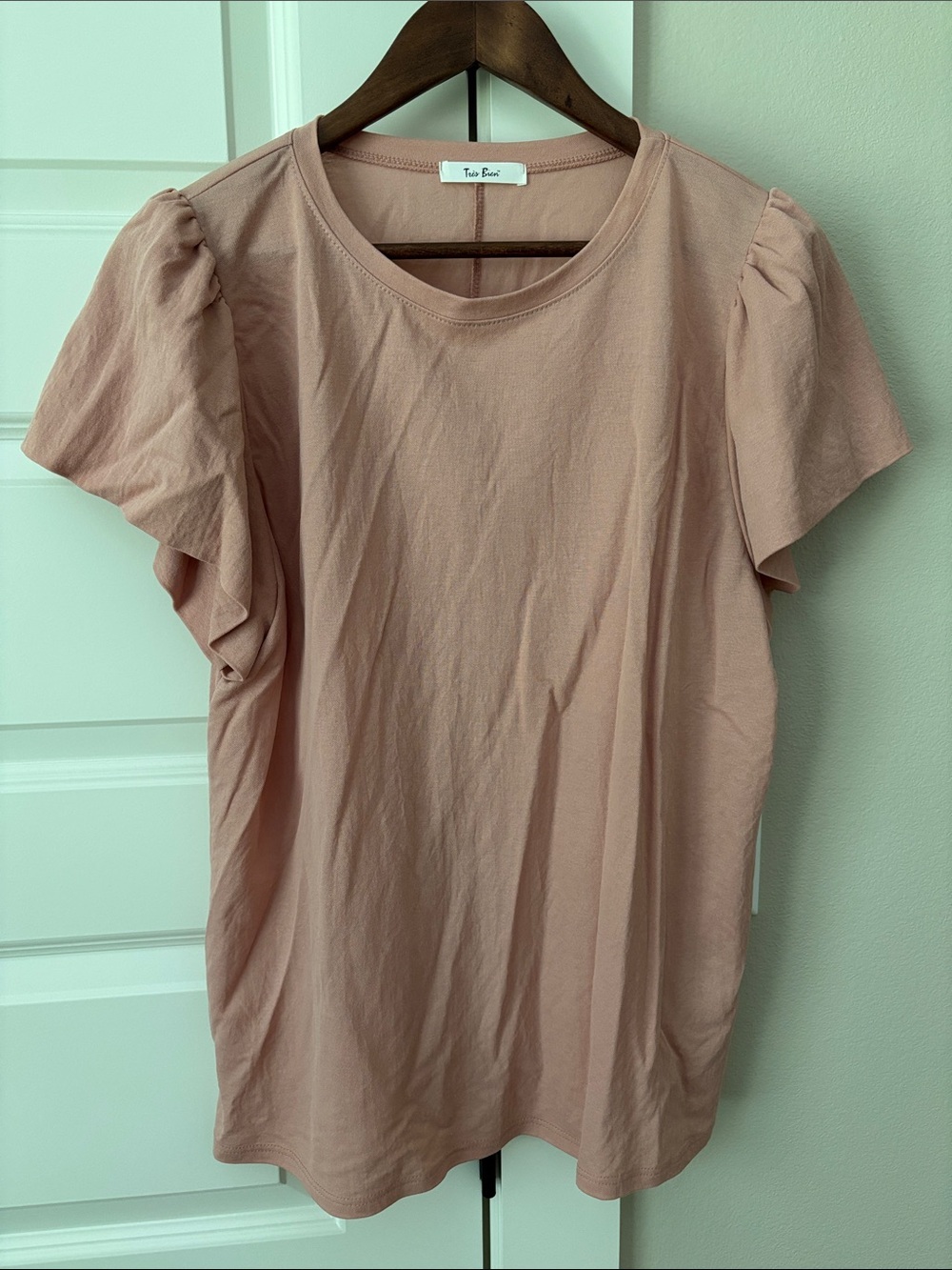 Tres Bien Blush Pink Ruffle Sleeve Tee